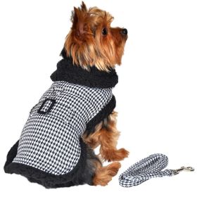 Black and White Classic Houndstooth Dog Harness Coat with Leash (size: XX-Large)