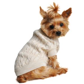 Dog Cable Knit 100% Cotton Sweater Oatmeal (size: 3X-Large)