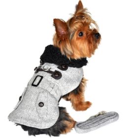 Grey Herringbone Dog Coat Harness with Matching Leash (size: 2X-Large)