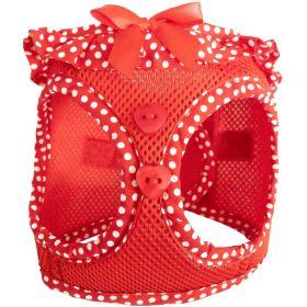 American River Choke Free Dog Harness (Color: Red Polka Dot Ruffle, size: medium)